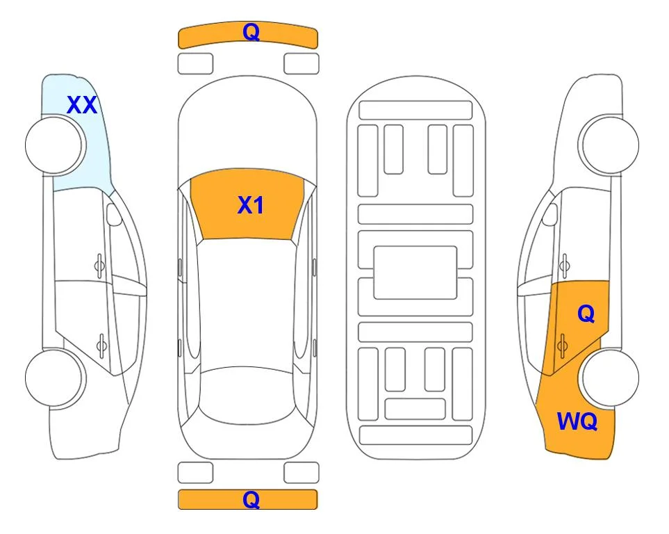 Схема кузова с отметками аукциона Lotte Auto Auction