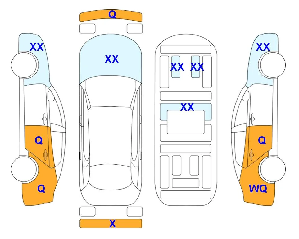 Схема кузова с отметками аукциона Lotte Auto Auction