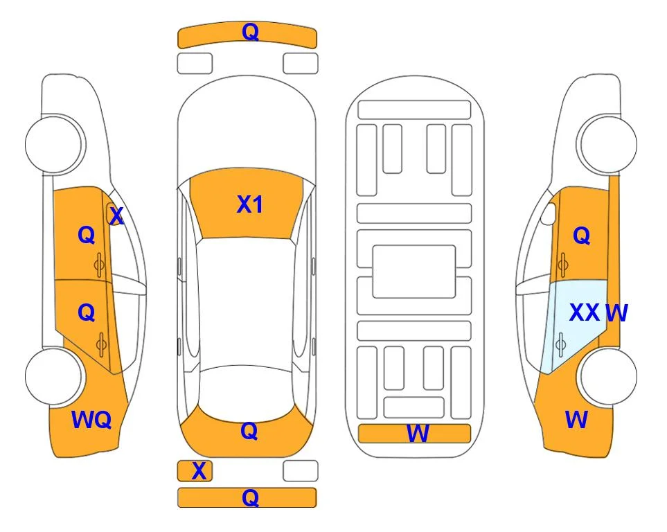Схема кузова с отметками аукциона Lotte Auto Auction