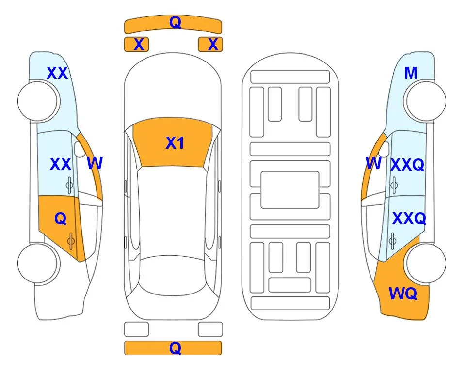 Схема кузова с отметками аукциона Lotte Auto Auction
