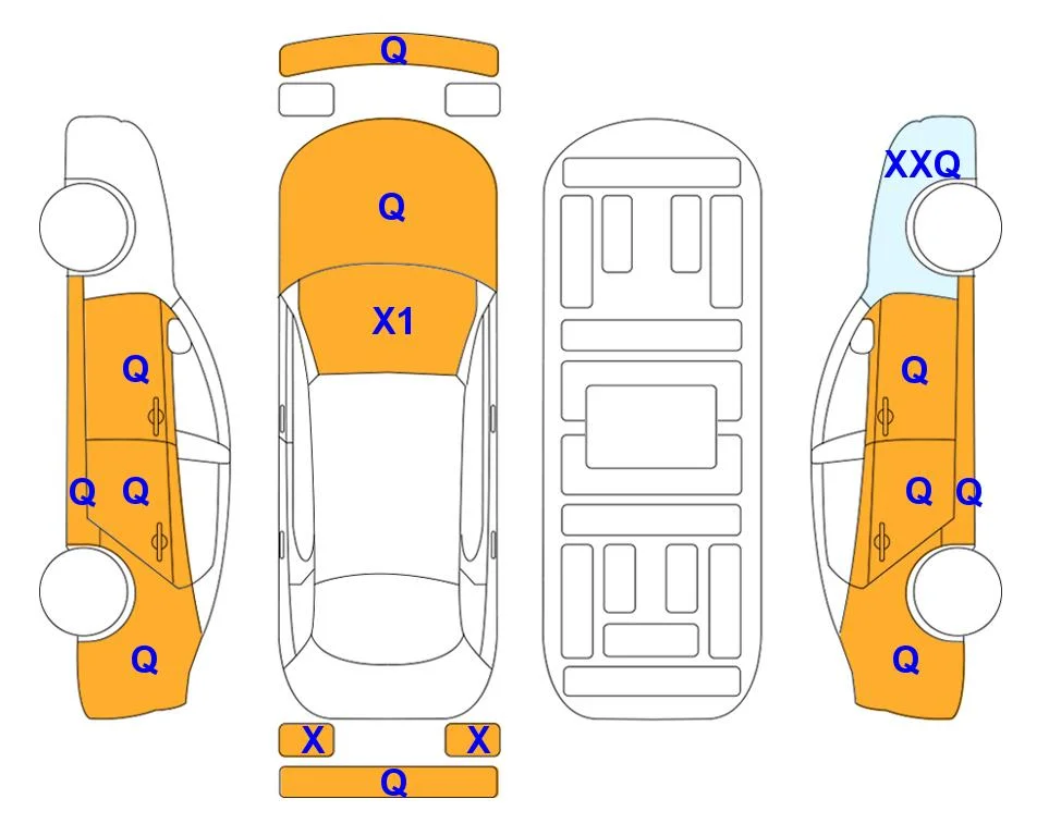 Схема кузова с отметками аукциона Lotte Auto Auction