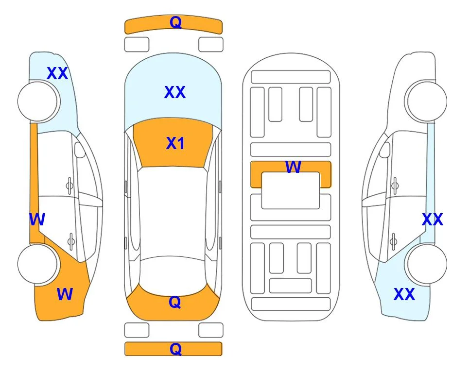 Body diagram with the marks of Lotte Auto Auction