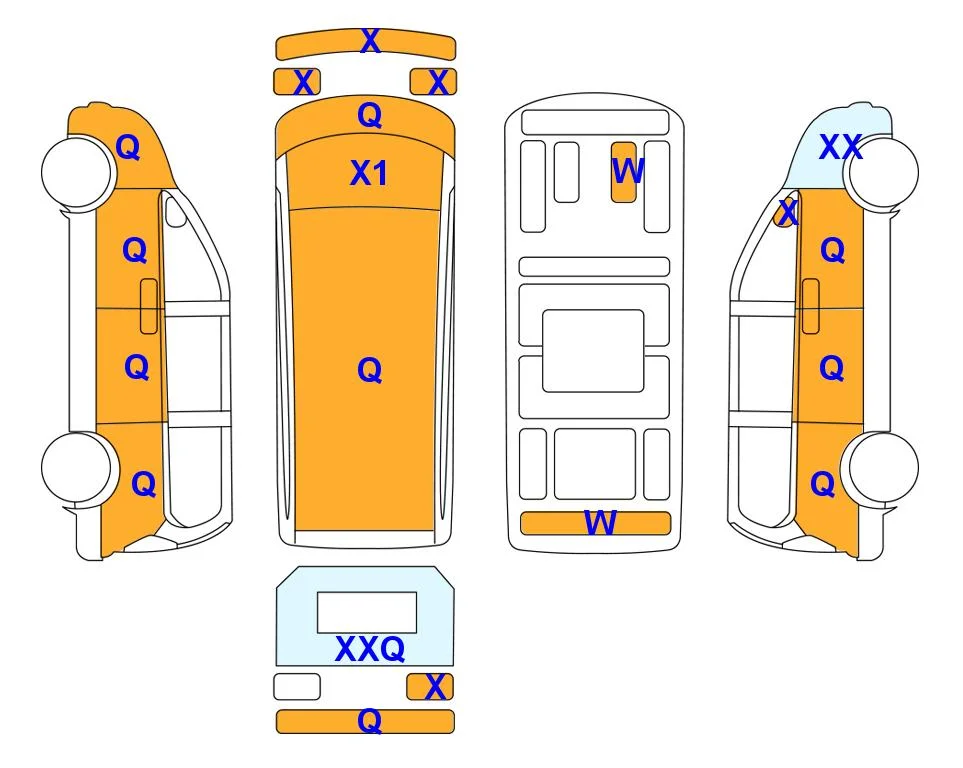 Body diagram with the marks of Lotte Auto Auction
