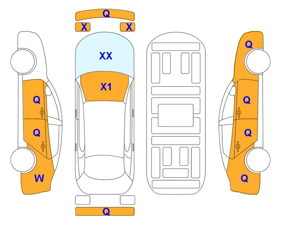 Схема кузова с отметками аукциона Lotte Auto Auction