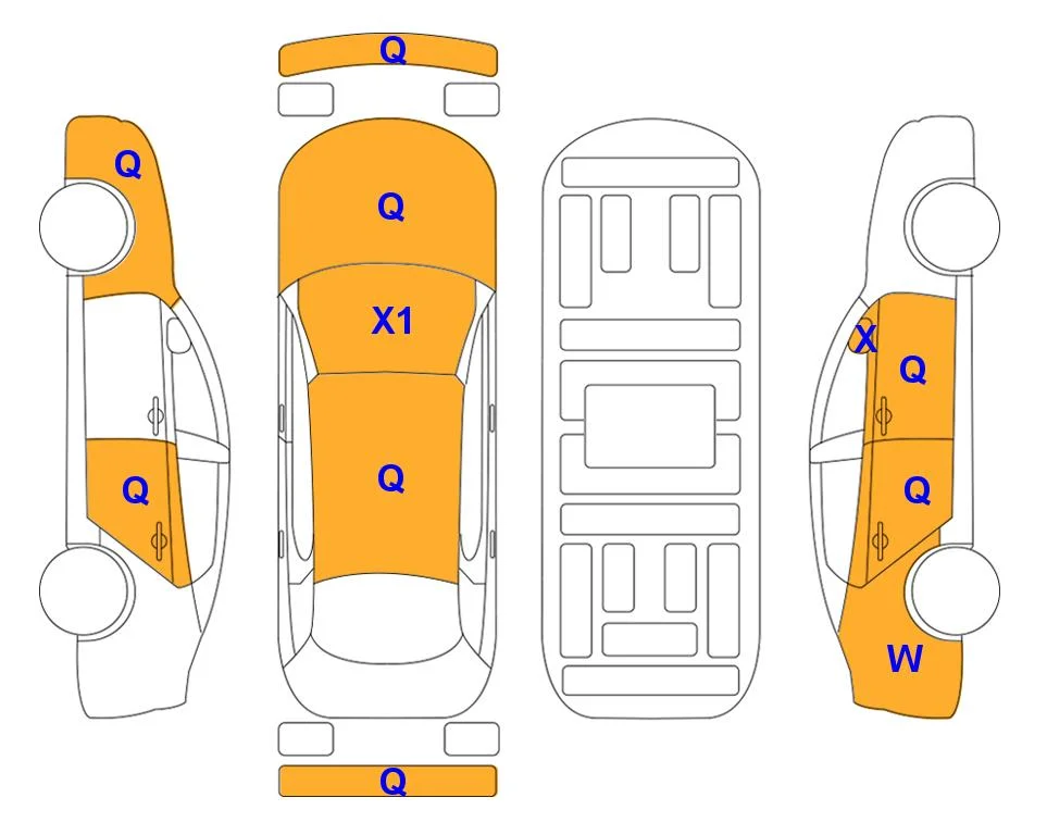 Схема кузова с отметками аукциона Lotte Auto Auction