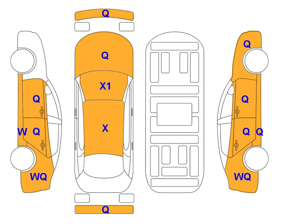 Body diagram with the marks of Lotte Auto Auction