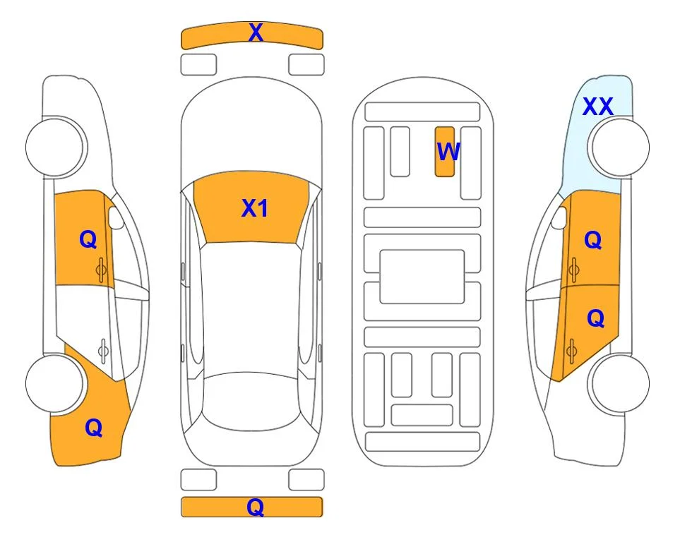 Body diagram with the marks of Lotte Auto Auction