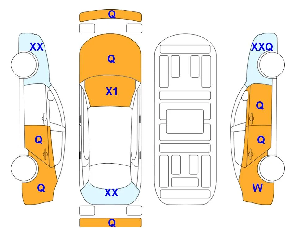 Схема кузова с отметками аукциона Lotte Auto Auction