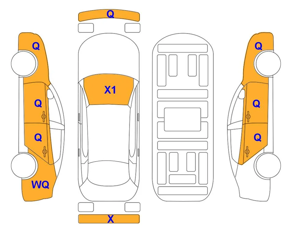 Схема кузова с отметками аукциона Lotte Auto Auction