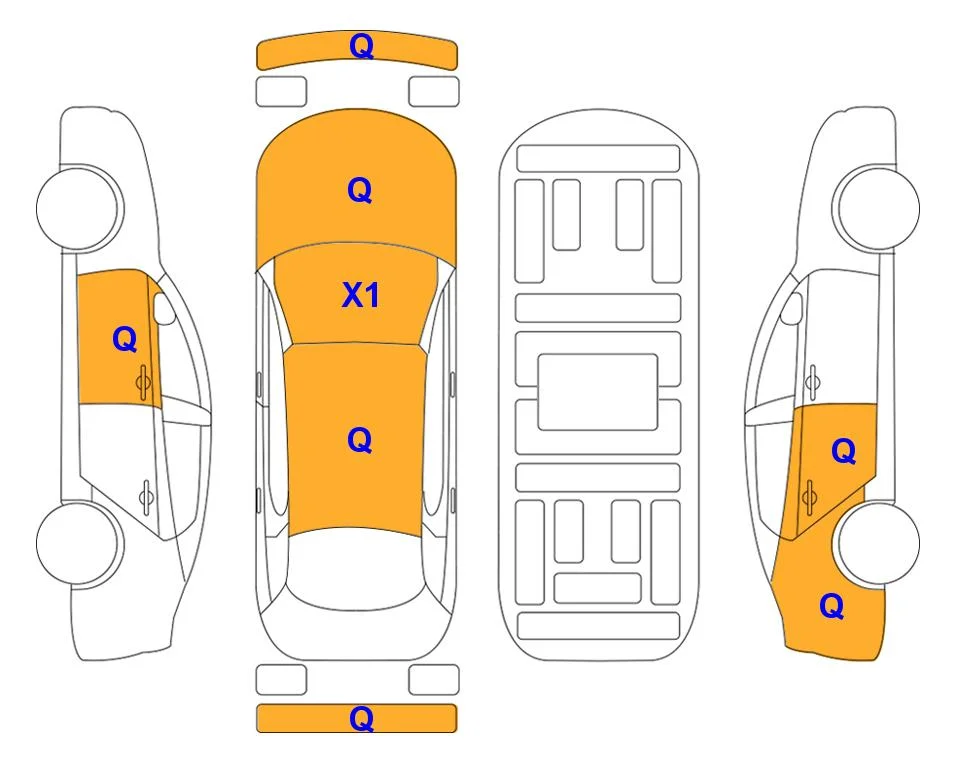 Схема кузова с отметками аукциона Lotte Auto Auction