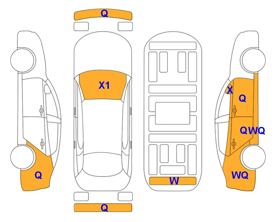 Схема кузова с отметками аукциона Lotte Auto Auction