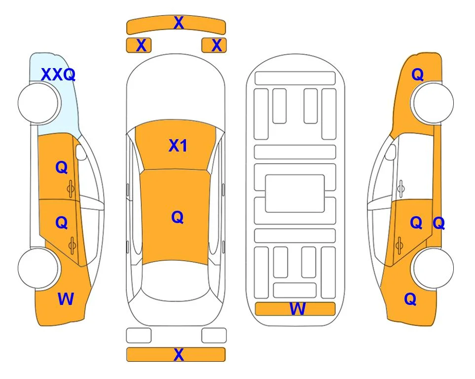 Схема кузова с отметками аукциона Lotte Auto Auction