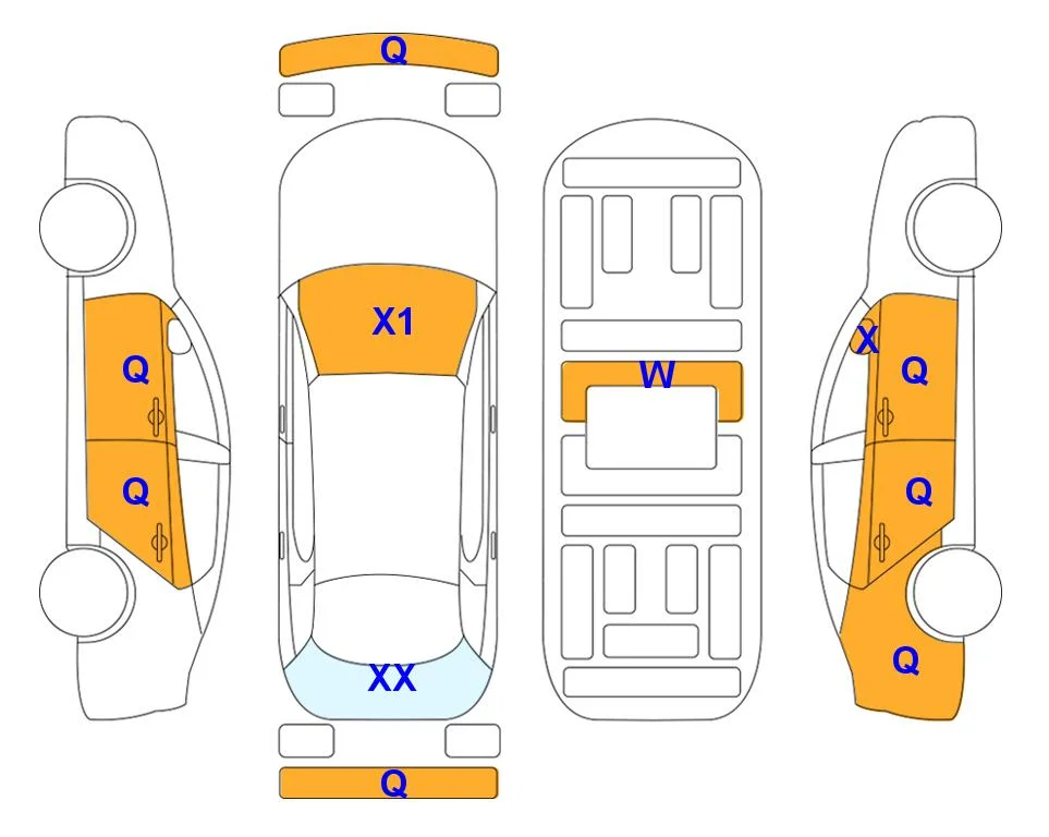 Body diagram with the marks of Lotte Auto Auction