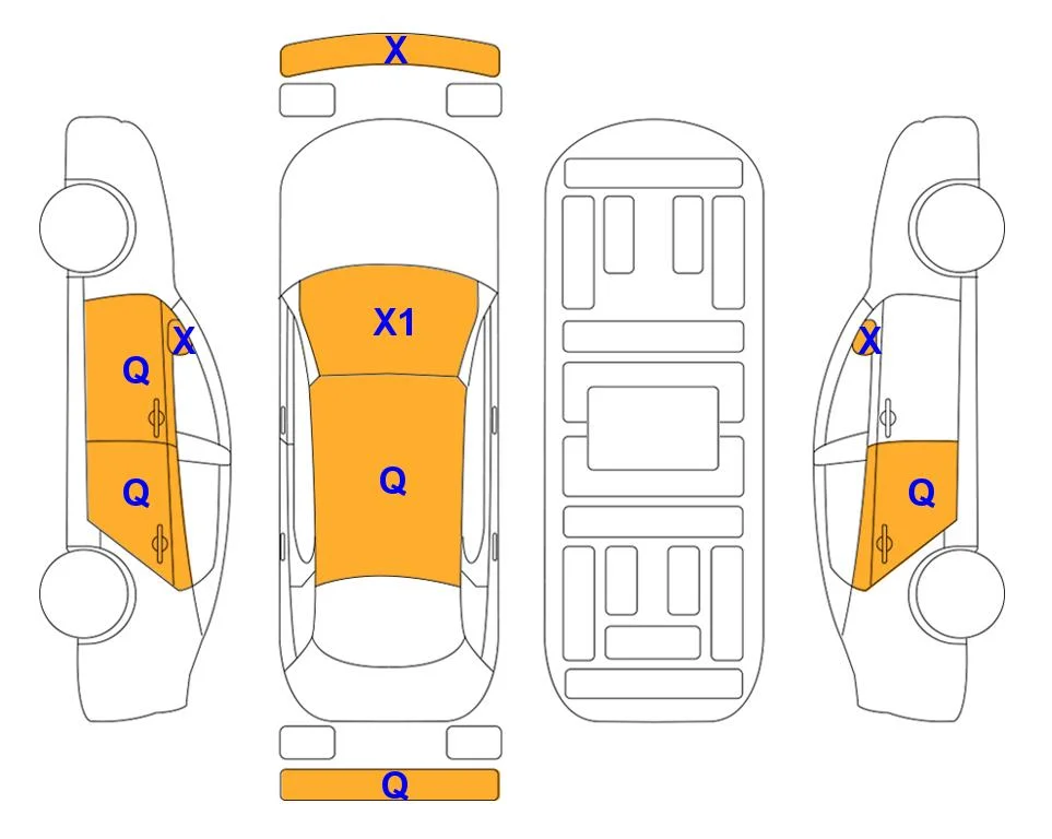 Схема кузова с отметками аукциона Lotte Auto Auction