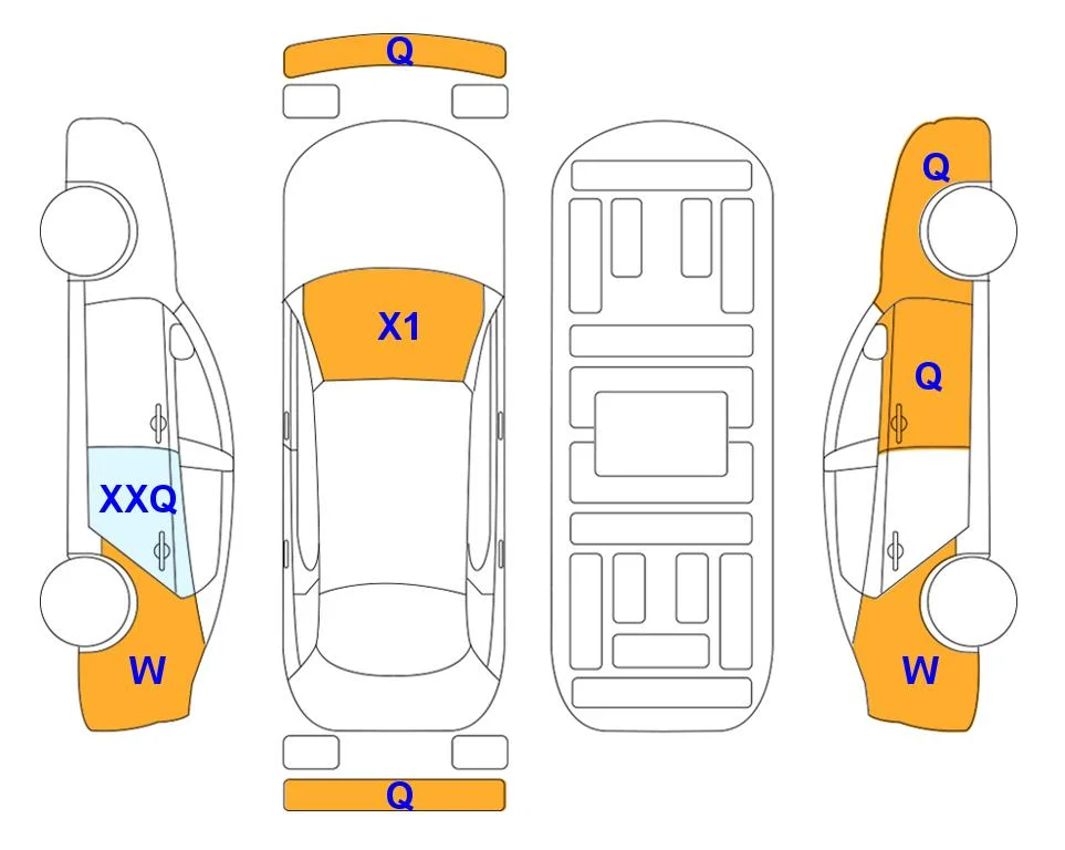 Body diagram with the marks of Lotte Auto Auction