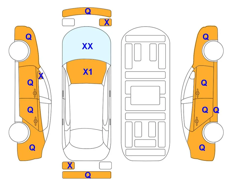 Схема кузова с отметками аукциона Lotte Auto Auction