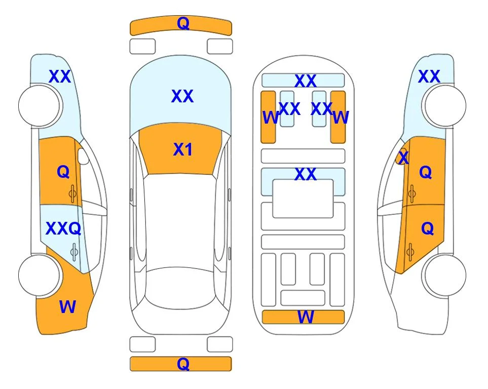 Схема кузова с отметками аукциона Lotte Auto Auction