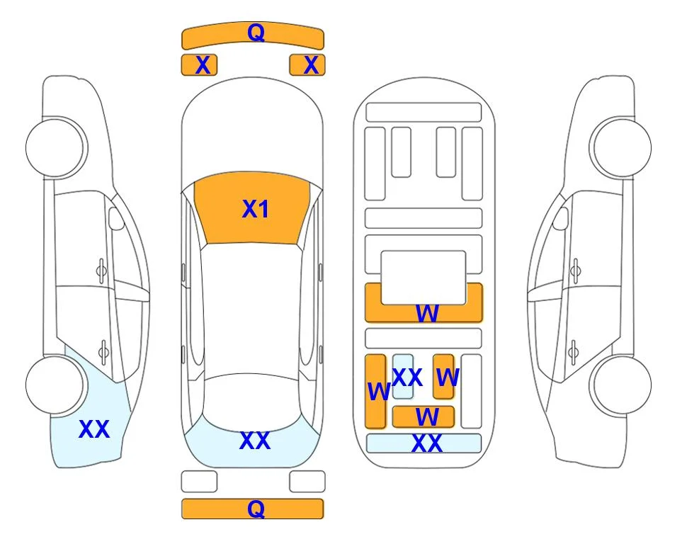 Body diagram with the marks of Lotte Auto Auction