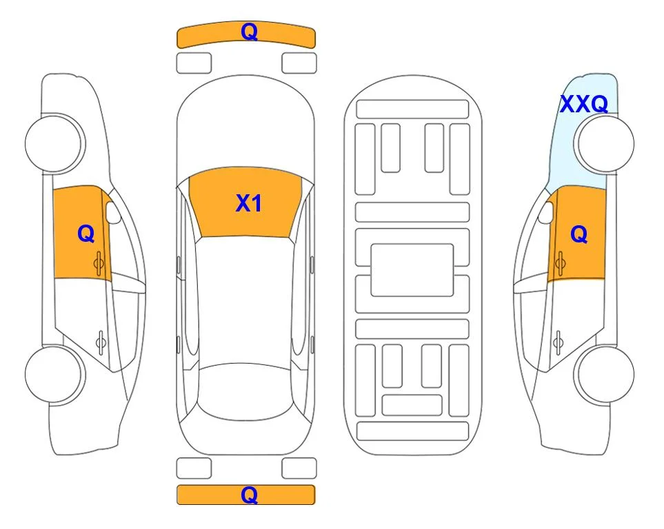Body diagram with the marks of Lotte Auto Auction