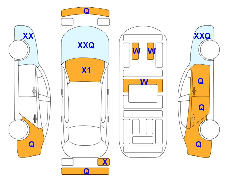 Схема кузова с отметками аукциона Lotte Auto Auction
