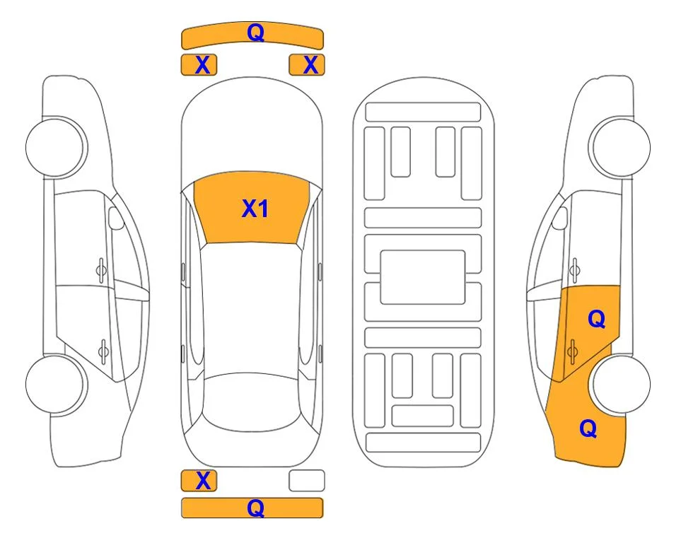 Схема кузова с отметками аукциона Lotte Auto Auction