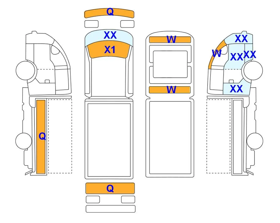 Body diagram with the marks of Lotte Auto Auction