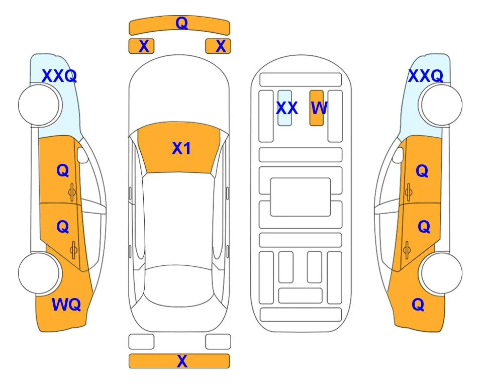 Схема кузова с отметками аукциона Lotte Auto Auction