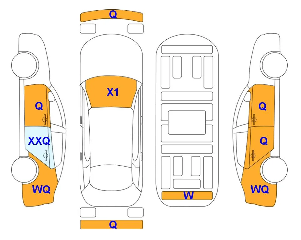 Схема кузова с отметками аукциона Lotte Auto Auction