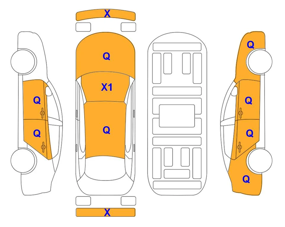 Схема кузова с отметками аукциона Lotte Auto Auction