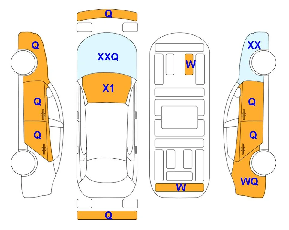 Схема кузова с отметками аукциона Lotte Auto Auction