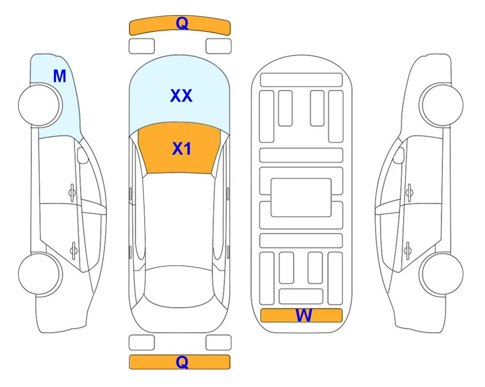 Body diagram with the marks of Lotte Auto Auction