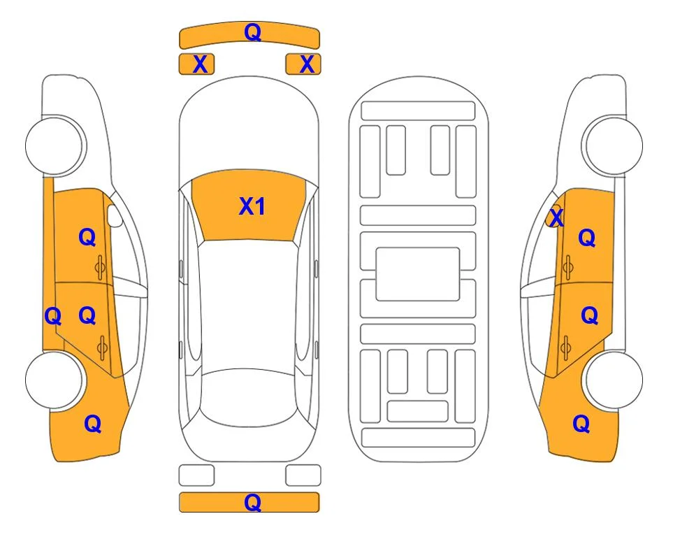 Схема кузова с отметками аукциона Lotte Auto Auction