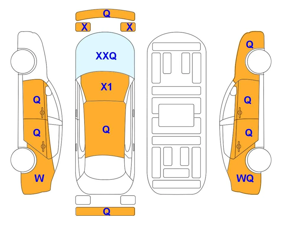 Схема кузова с отметками аукциона Lotte Auto Auction