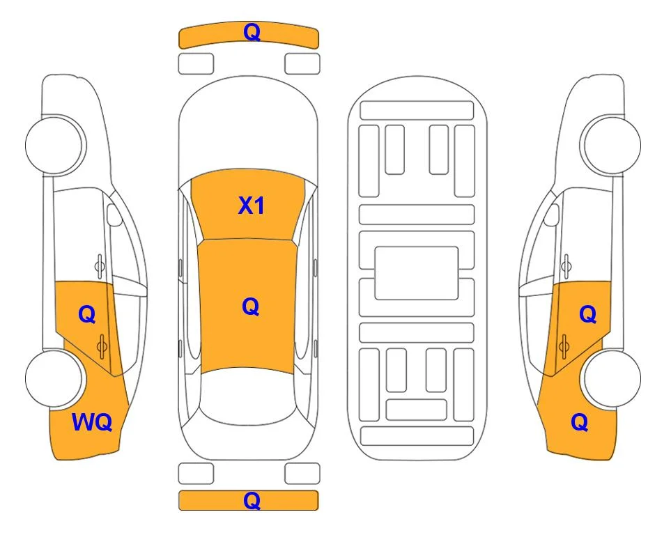 Body diagram with the marks of Lotte Auto Auction