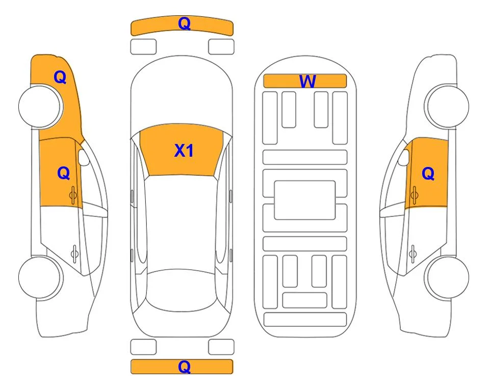 Схема кузова с отметками аукциона Lotte Auto Auction