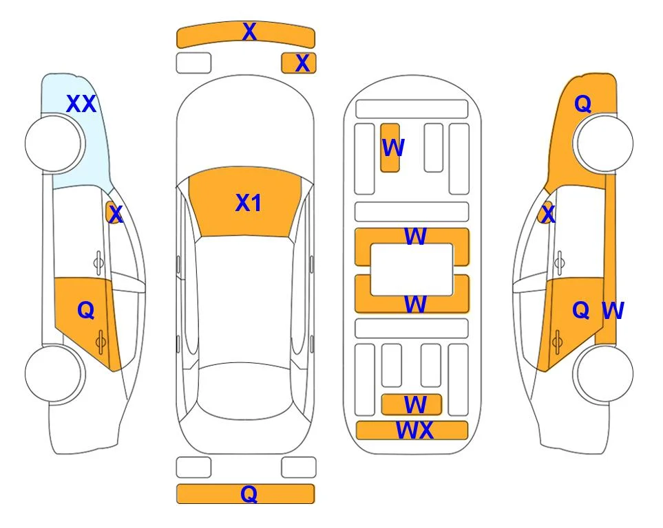 Схема кузова с отметками аукциона Lotte Auto Auction