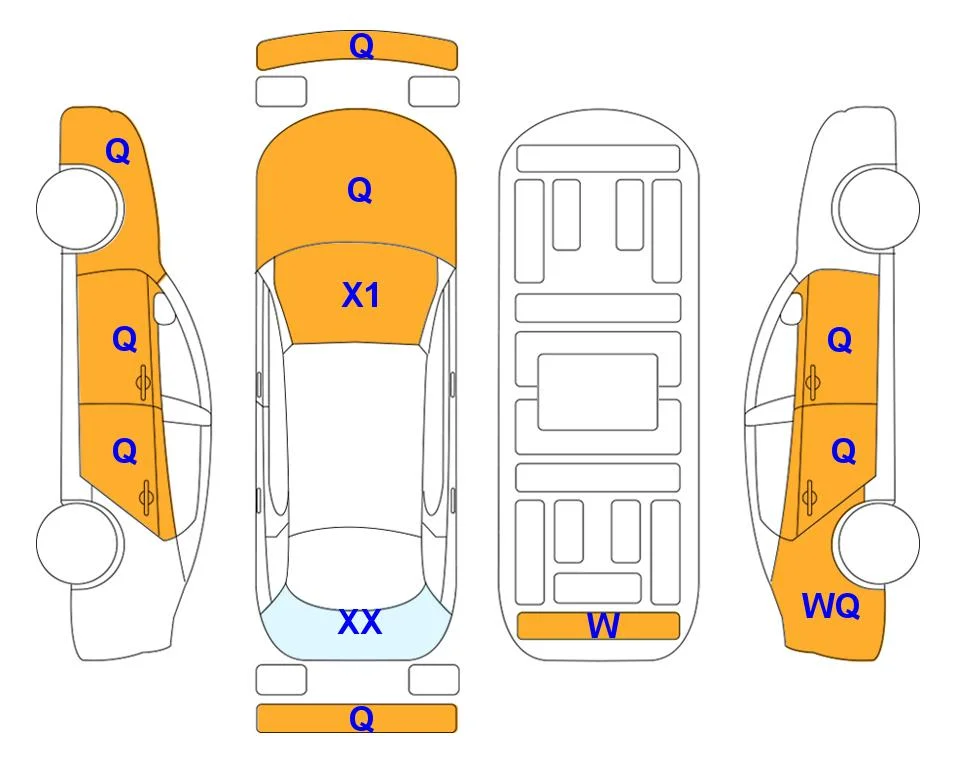 Схема кузова с отметками аукциона Lotte Auto Auction