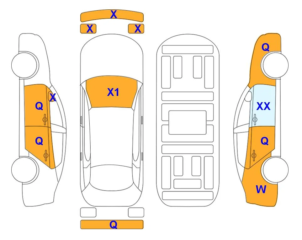 Схема кузова с отметками аукциона Lotte Auto Auction