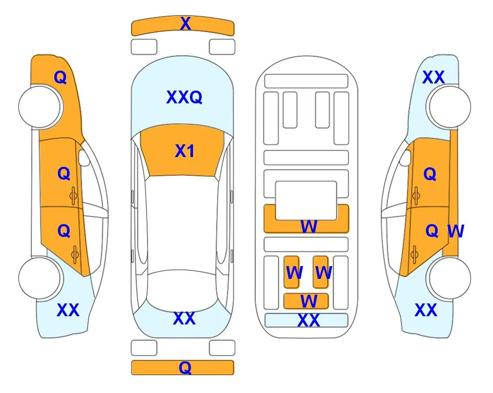 Схема кузова с отметками аукциона Lotte Auto Auction