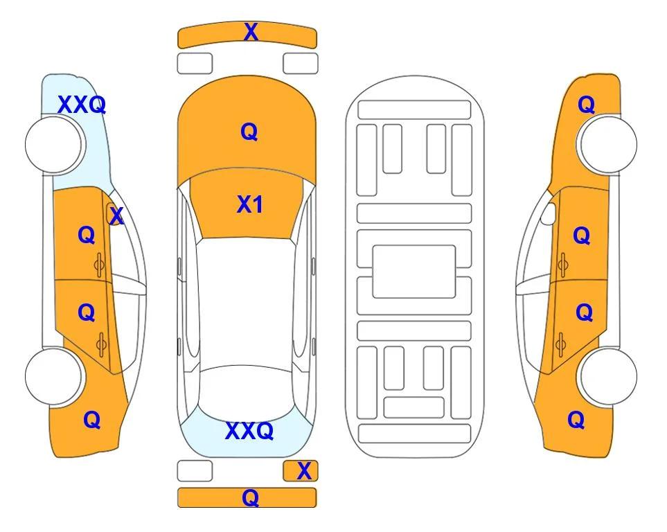 Body diagram with the marks of Lotte Auto Auction
