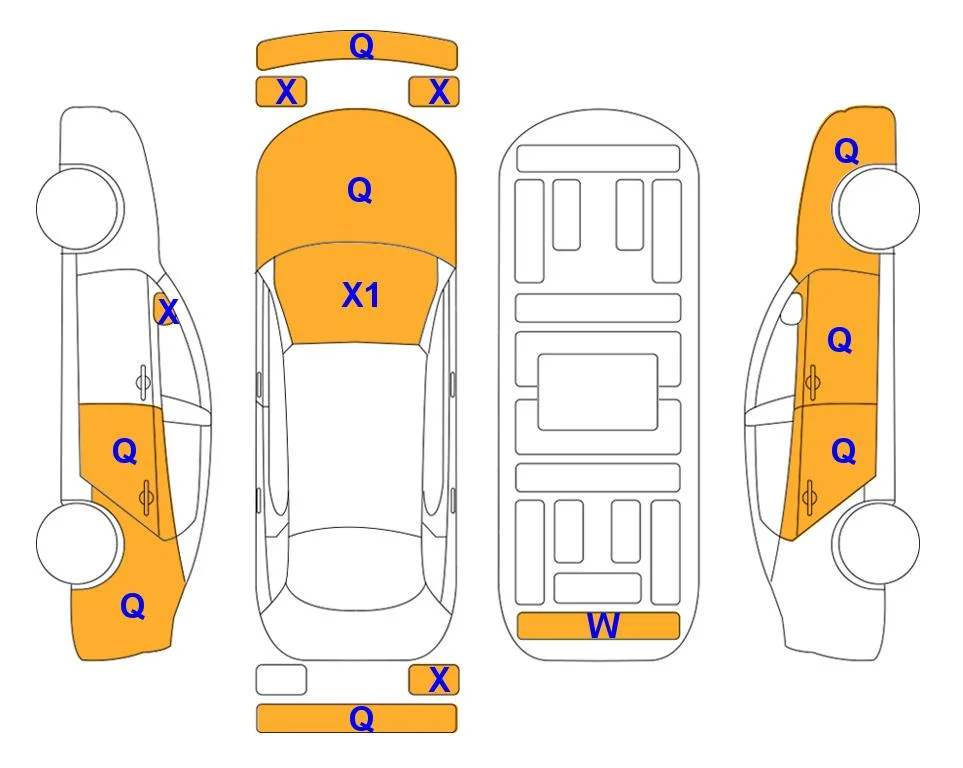Схема кузова с отметками аукциона Lotte Auto Auction