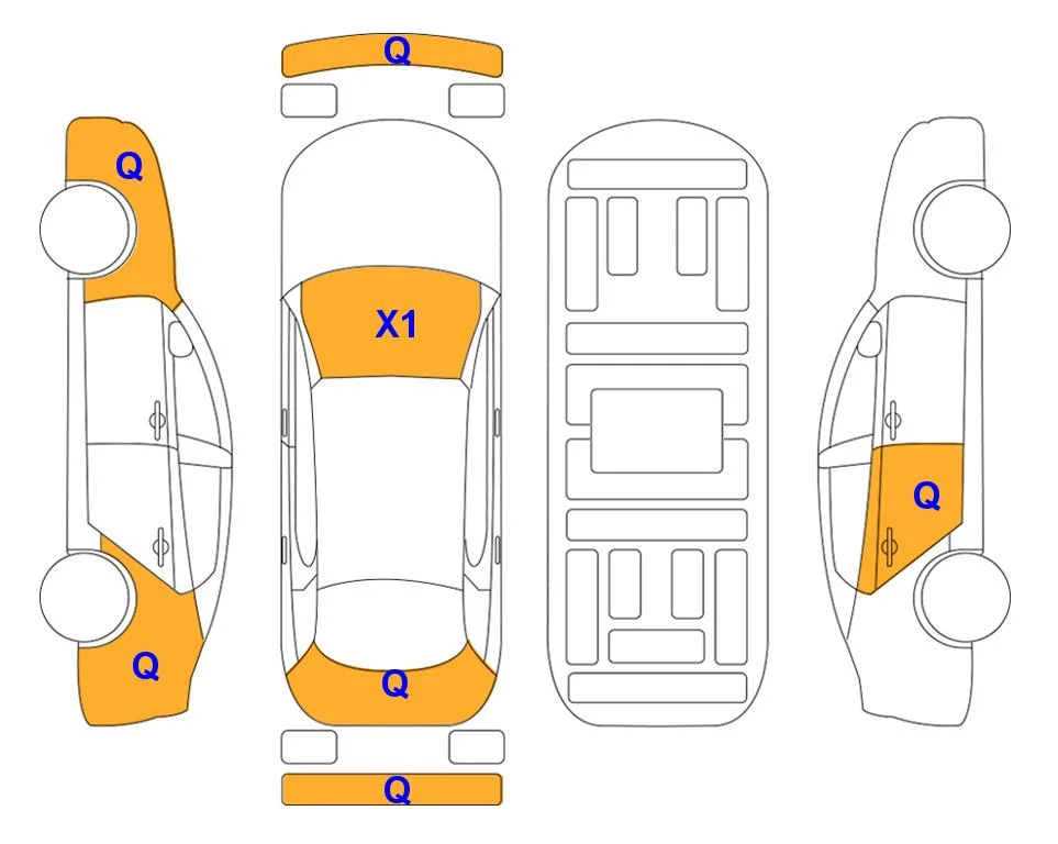 Схема кузова с отметками аукциона Lotte Auto Auction