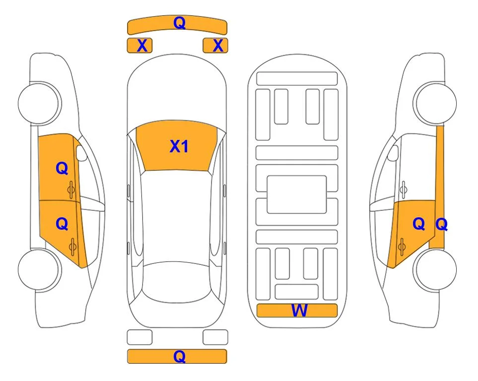 Схема кузова с отметками аукциона Lotte Auto Auction
