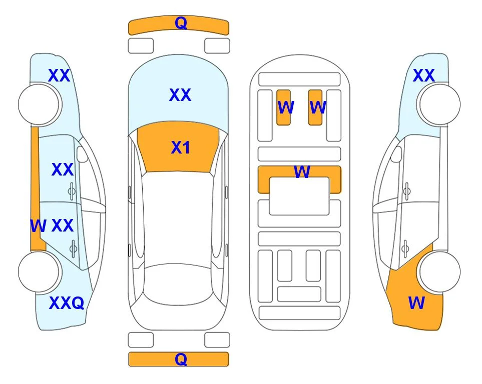 Схема кузова с отметками аукциона Lotte Auto Auction