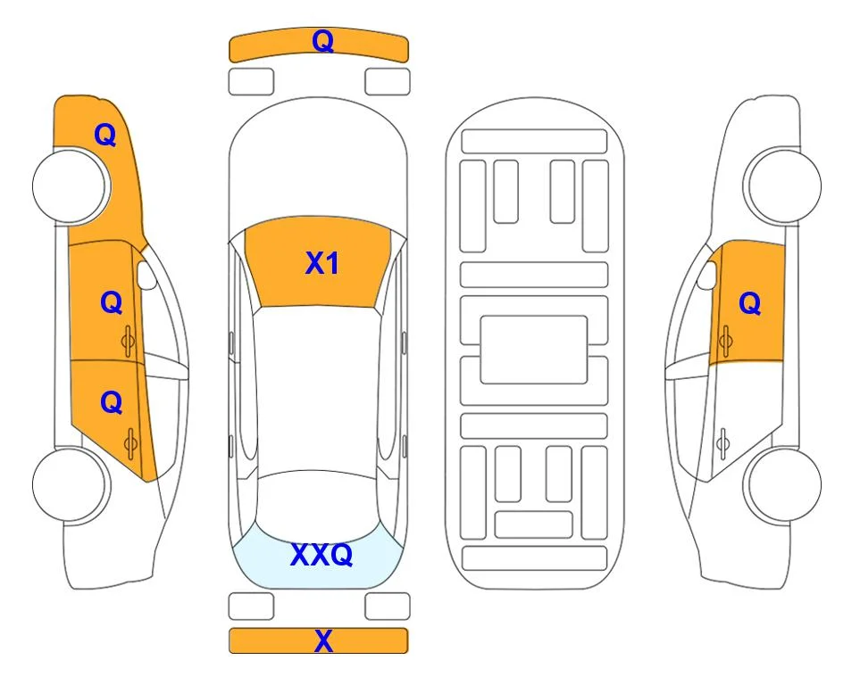 Схема кузова с отметками аукциона Lotte Auto Auction