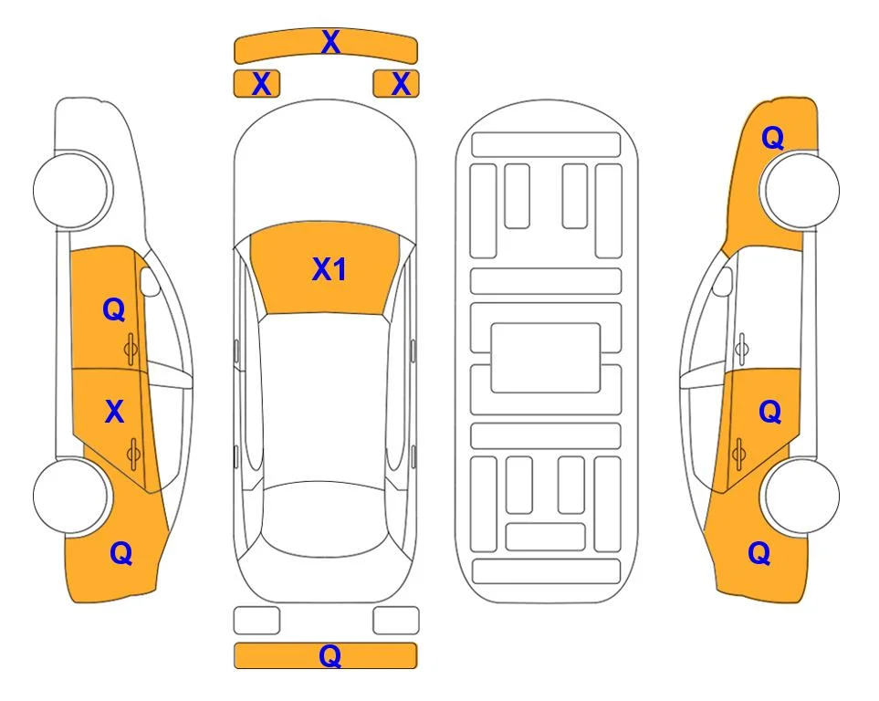 Схема кузова с отметками аукциона Lotte Auto Auction