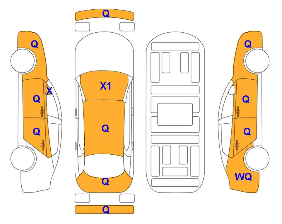 Body diagram with the marks of Lotte Auto Auction