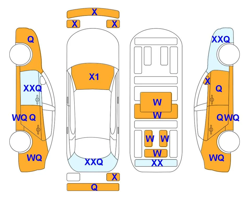 Схема кузова с отметками аукциона Lotte Auto Auction