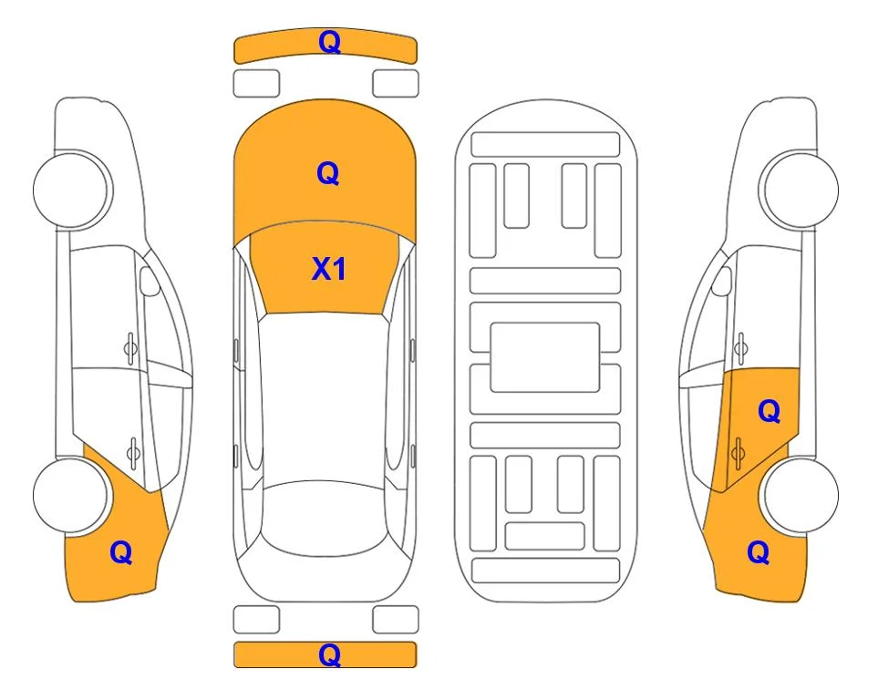 Схема кузова с отметками аукциона Lotte Auto Auction