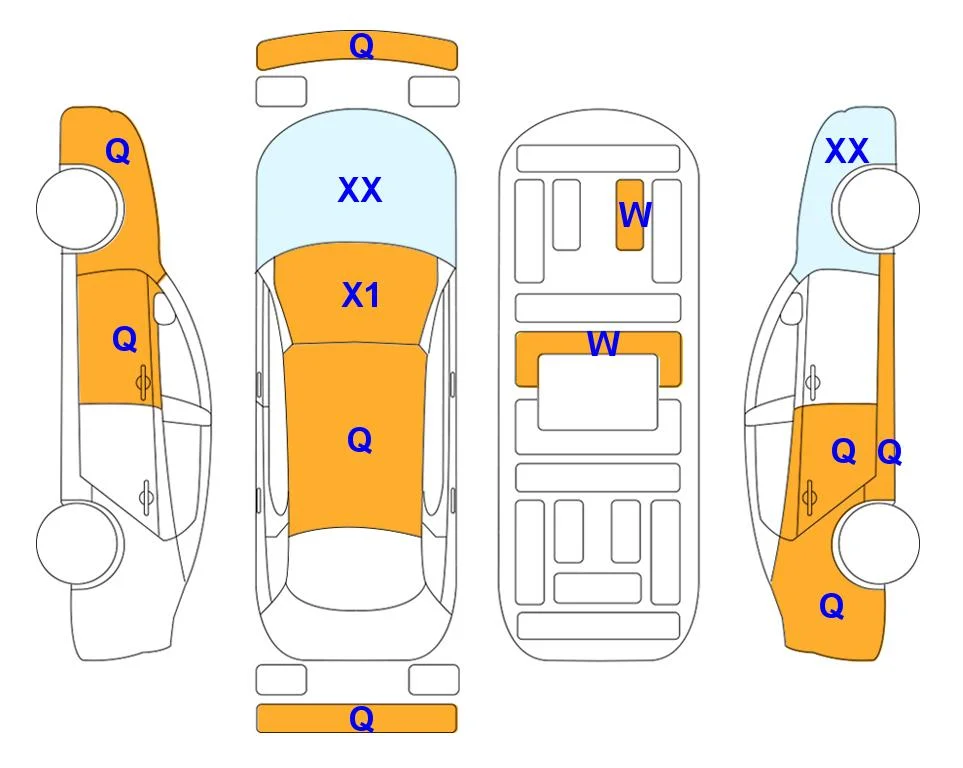 Body diagram with the marks of Lotte Auto Auction